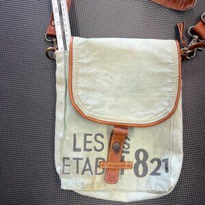 Myra Bag Canvas & Leather Crossbody Bag With Vintage Design